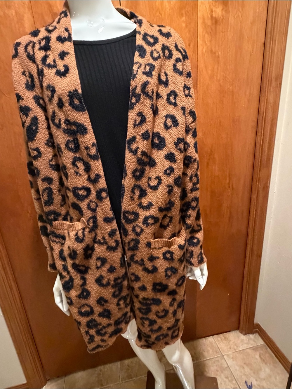 Knox Rose Leopard Print Open-Front Cardigan - Brown/Black
